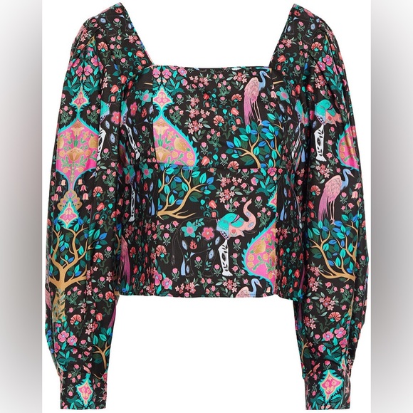 Sandro Paris Ivea Printed Square Neck Blouse Small 1 - Picture 6 of 8